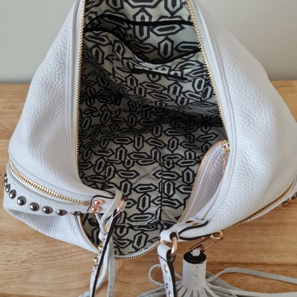 Rebecca Minkoff Bailey Austin Studded Hobo White Pebbled Leather Shoulder Bag - Picture 15 of 15